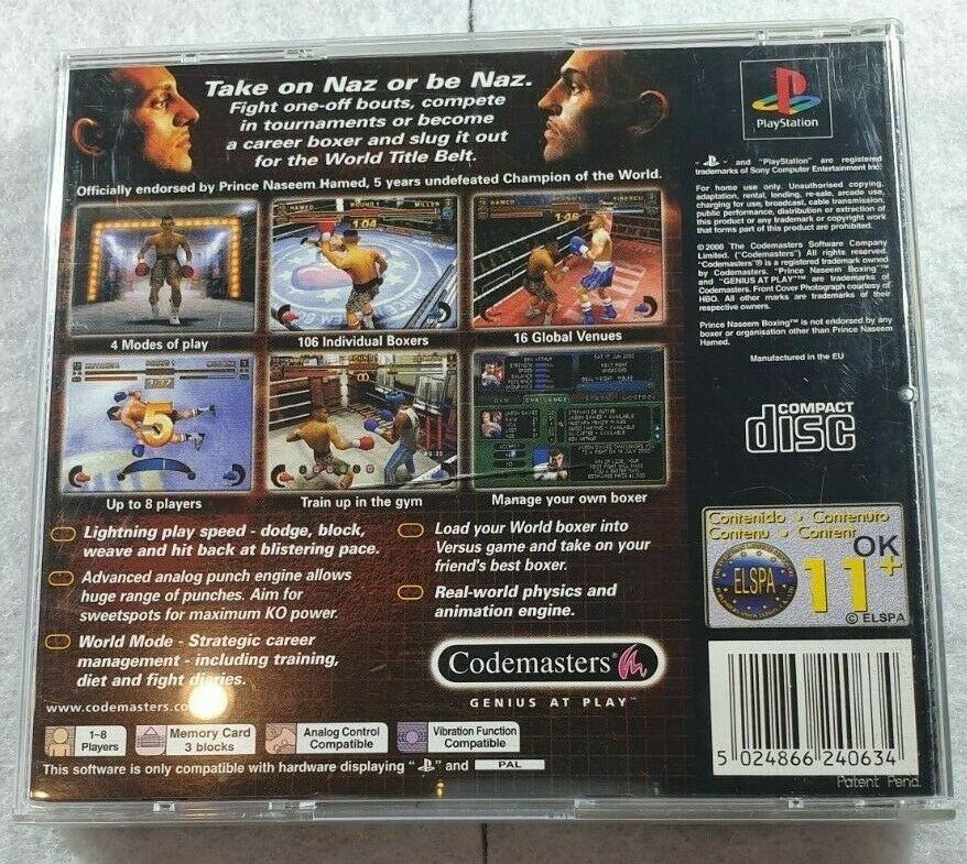 Prince Naseem Boxing AKA Mike Tyson Boxing Sony Playstation 1 (PS1) Game